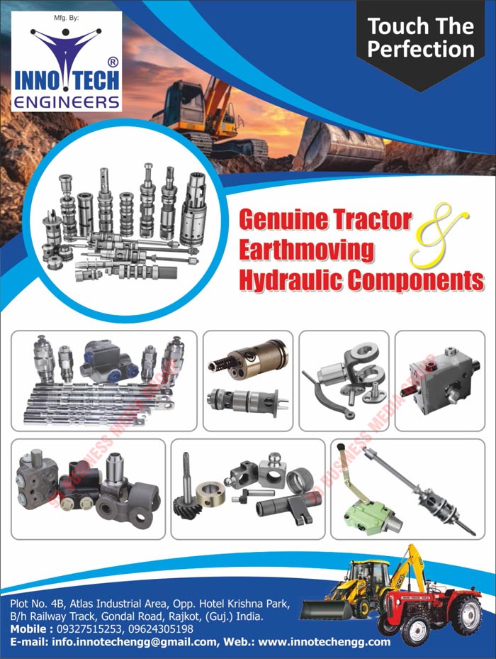 Tractor Parts, Tractor Spare Parts, Tractor Components, Earthmoving Components, Hydraulic Components, Machine Tools Parts, Hydraulic Control Valves, Spool Valves, CNC Machine Parts, Shafts, Hydraulic Unit Safety Valves, Forged Castings, Investment Castings, Fully Assembled Parts, Fully Sub Assembled Parts, Cast Iron Parts