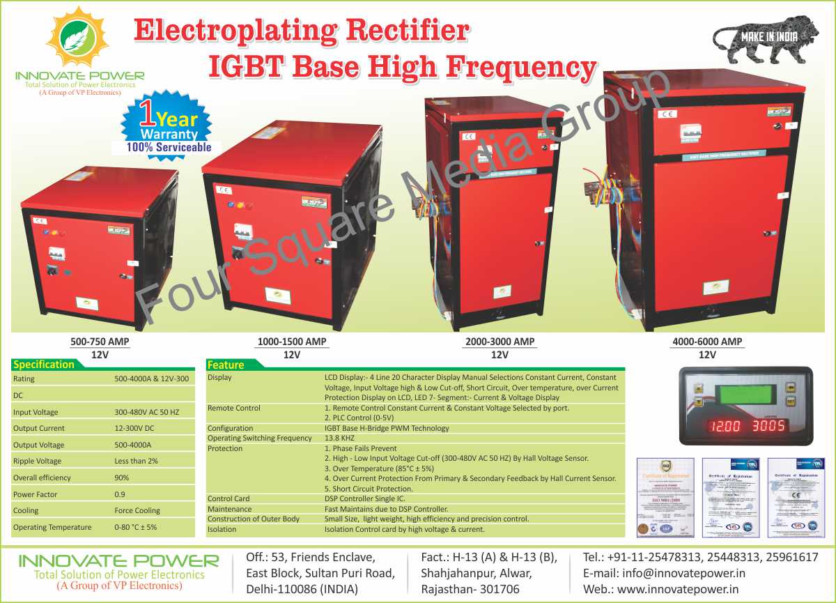 Electroplating IGBT Base Rectifiers, IGBT Base Electroplating Rectifiers