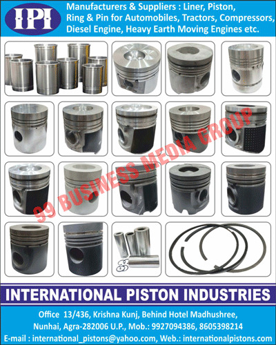 Liners, Pistons, Rings, Automobile Pins, Compressors, Diesel Engines, Heavy Earth Moving Engines