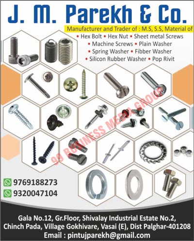 MS Materials, SS Materials, Stainless Steel Hex Bolts, Stainless Steel Hex Nuts, Stainless Steel Sheet Metal Screws, Stainless Steel Machine Screws, Stainless Steel Plain Washers, Stainless Steel Spring Washers, Stainless Steel Fibber Washers, Stainless Steel Silicon Rubber Washers, Stainless Steel Pop Rivets, MS Hex Bolts, MS Hex Nuts, MS Sheet Metal Screws, MS Machine Screws, MS Plain Washers, MS Spring Washers, MS Fibber Washers, MS Silicon Rubber Washers, MS Pop Rivets