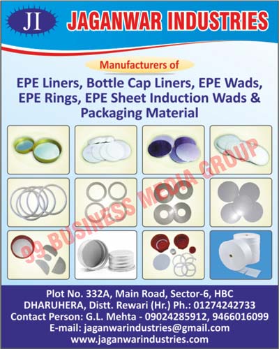 EPE Liners, EPE Wads, EPE Rings, EPE Sheet Induction Wads, Packaging Material Like, Bottle Cap Seals, Corrugated Boxes Like, Corrugated Paper Boxes, Corrugated Paper Rolls, Bottle Cap Liners