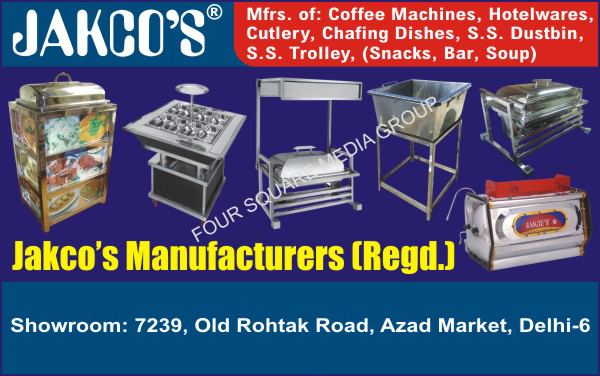 Coffee Machines, Hotelwares, Cutlery, Chafing Dishes, SS Dustbins, SS Trolleys, Stainless Steel Trolleys, Stainless Steel Dustbins, Snacks Trolleys, Bar Trolleys, Soup Trolleys, Hotel Wares,Coffee Vending Machines, Trolleys , Dustbins, Gastronorms Containers, Tableware, Snack Warmers, Counters, Platters