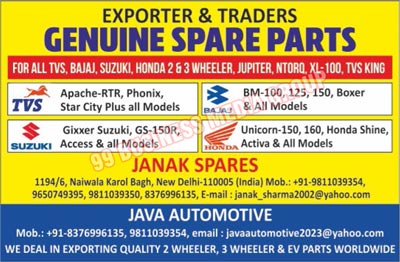 Two Wheeler Parts, Three Wheeler Parts, Electric Vehicle Parts, Automotive Spare Parts, Genuine Spare Parts
