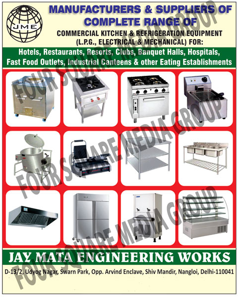 Commercial Kitchen Equipments, Commercial Refrigeration Equipments, Hotel Equipments, Resort Kitchen Equipments,  Club Kitchen Equipments, Banquet Hall Kitchen Equipments, Hospital Kitchen Equipments, Fast Food Outlets, Industrial Canteen Kitchen Equipments, Eating Establishment Kitchen Equipments, Hotel Refrigeration Equipments, Resort Refrigeration Equipments, Restaurant Refrigeration Equipments, Banquet Hall Refrigeration Equipments, Hospital Refrigeration Equipments, Industrial Canteen Refrigeration Equipments,Cooking Range Equipments, Bakery Equipments, Exhaust System, Preparation Equipments, Refrigeration Equipments, Trollies, Wash Up Equipments