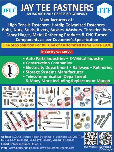 High Tensile Fasteners, Hot Dip Galvanized Fasteners, Automotive Bolts, Automotive Rivets, Automotive Studs, Automotive Bushes, Automotive Washers, Threaded Bars, Fancy Hinges, Nylon Fasteners, Metal Gathering Items, CNC Turned Components, Metal Gathering Products, Trop Items, Steel Metal Components, Fabrication Items, Semi Precision Items, Automotive Nuts