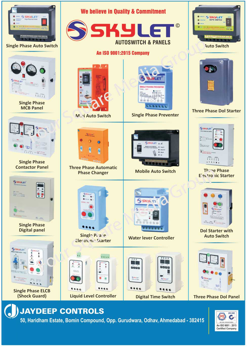 Single Phase Auto Switches, Single Phase MCB Panels, Single Phase Contactor Panels, Single Phase Digital Panels, Shock Guard Single Phase ELCB, Mini Auto Switches, Three Phase Automatic Phase Chargers, Single Phase Electronic Starters, Liquid Level Controllers, Single Phase Preventers, Mobile Auto Switches, Water Level Controllers, Digital Time Switches, Auto Switches, Three Phase Dol Starters, Three Phase Electronic Starters, Dol Starter With Auto Switches, Three Phase Dol Panels