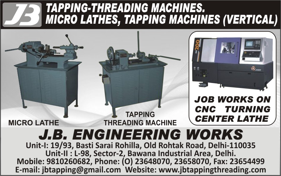 Tapping Thread Machines, Micro Lathe Machines, Vertical Tapping Machines, CNC Turning Center Lathe Job Works,Traub Machines, Tapping Machines, CNC Job Works