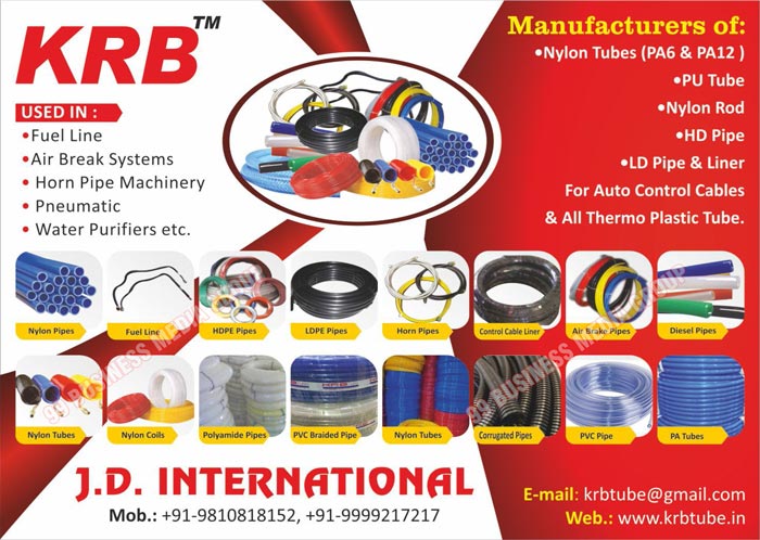 Thermoplastic Tubes, Nylon Pipes, Fuel Lines, HDPE Pipes, LDPE Pipes, Horn Pipes, Air Brake Pipes, Diesel Pipes, Nylon Coils, PA6 Nylon Tubes, PA12 Nylon Tubes, Polyamide Pipes, Nylon 6 Pipes, PVC Pipes, Plastic Pipes, PP Pipes, PU Tubes, Nylon Rods, HD Pipes, LD Pipes, Auto Control Cables, Brake Hoses, PTFE Pipes, Alternator Pipes, Nozzle Pipes, High Pressure Pipes, Corrugated Pipes, PA Tubes, Thermoplastic PVC Reinforced Pipes, Air Brake Systems, Horn Pipe Machineries, Pneumatics, Water Purifiers, Nylon Tubes, PVC Braided Pipes, Control Cables, Speedo Cables, LD Liners, Control Cable Liners, Automotive Pipes, Automotive Cables, Automotive Tubes, Auto Control Cable LD Pipes, Auto Control Cable LD Liners