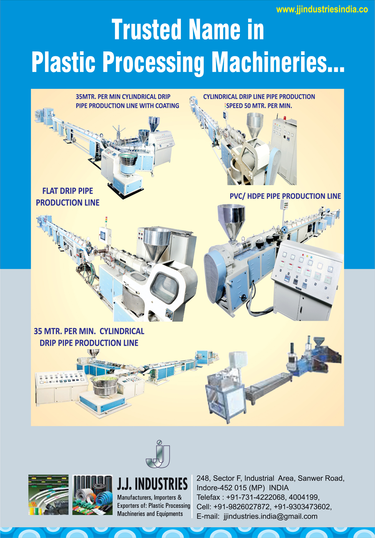 Plastic Processing Machines, Pipe Production Line With Coatings, HDPE Pipe Production Lines, PVC Pipe Production Lines, Cylindrical Drip Pipe Production Lines, Flat Drip Pipe Production Lines, Cylindrical Drip Line Pipe Productions