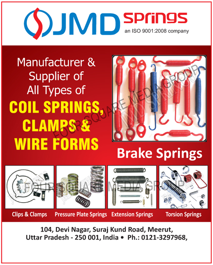 Coil Springs, Clamps, Wire Forms, Brake Springs, Clips, Pressure Plate Springs, Extension Springs, Torsion Springs