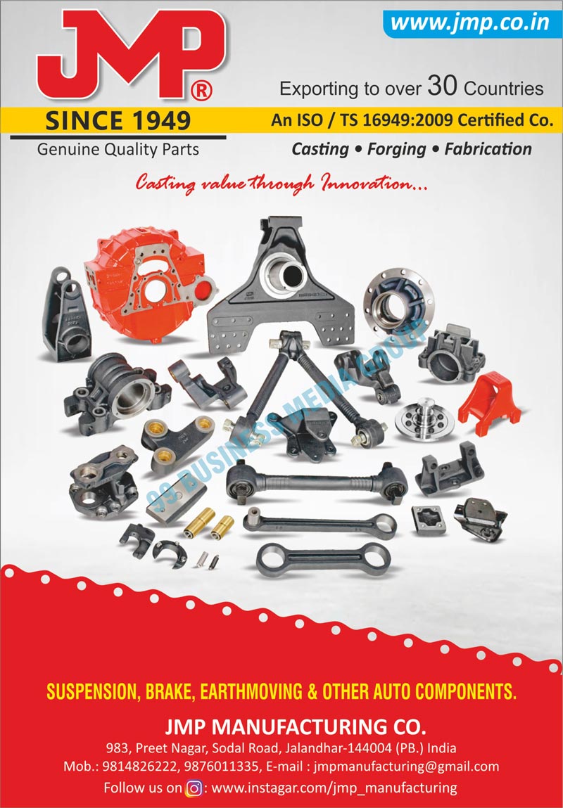 Suspension Components, Brake Components, Earthmoving Components, Auto Components, Castings, Forgings, Fabrications