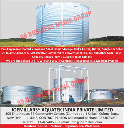 Pre Engineered Bolted Zincalume Steel Liquid Storage Tanks Fasters, Mc Tanks, Moc Tanks, STP Compacts, WTP Compacts, Transportables, Modular Systems 