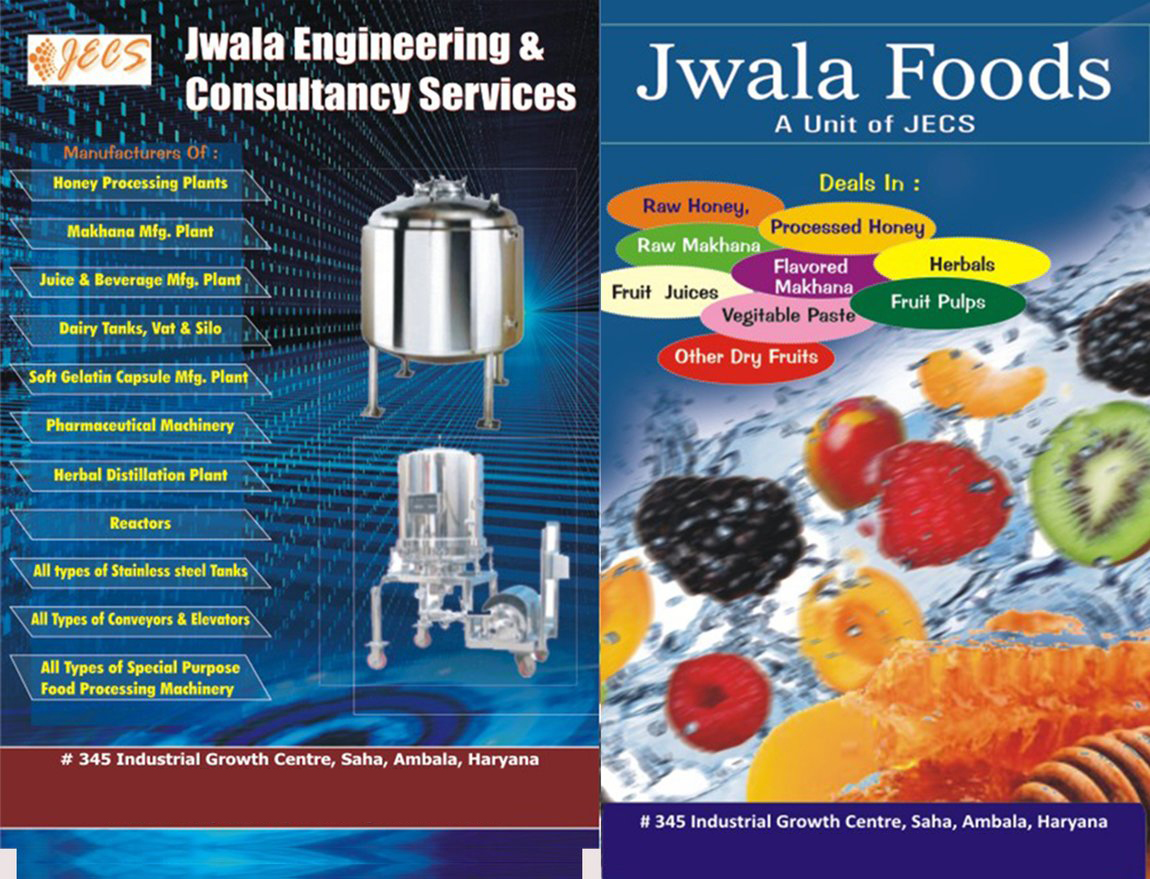 Honey Processing Plants, Alovera Processing Plants, Soya Milk Plants, Fruit Processing Plants, Food Processing Machines, Pharmaceutical Processing Machines, Food Processing Equipments, Pharmaceutical Processing Equipments, Pre Heat Treatment, Filtration Systems, Collection Tank, Hot Processing Tank, Falling Film Evaporator, Storage Tank, Makhana Manufacturing Plant, Juice Manufacturing Plant, Beverage Manufacturing Plant, Dairy Tanks, Vat, Silo, Soft Gelatin Capsule Manufacturing Plant, Herbal Distillation Plant, Reactors, Stainless Steel Tanks, Conveyors, Elevators, Special Purpose Food Processing Machinery, Special Purpose Food Processing Machines, Raw Honeys, Processed Honeys, Raw Makhanas, Flavoured Makhanas, Flavored Makhanas, Herbals, Fruit Juices, Vegetable Pastes, Fruit Pulps, Dry Fruits