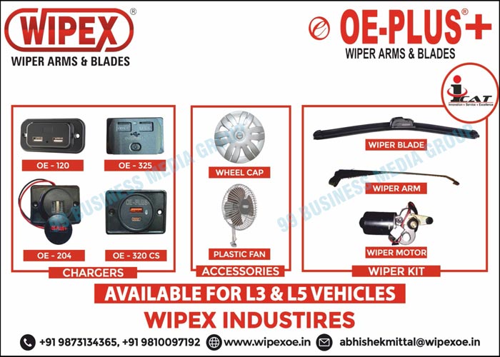 Wiper Arms, Wiper Blades, Wiper Motors, Chargers, Wiper Accessories, Wiper Kits, Plastic Fans, Wheel Caps