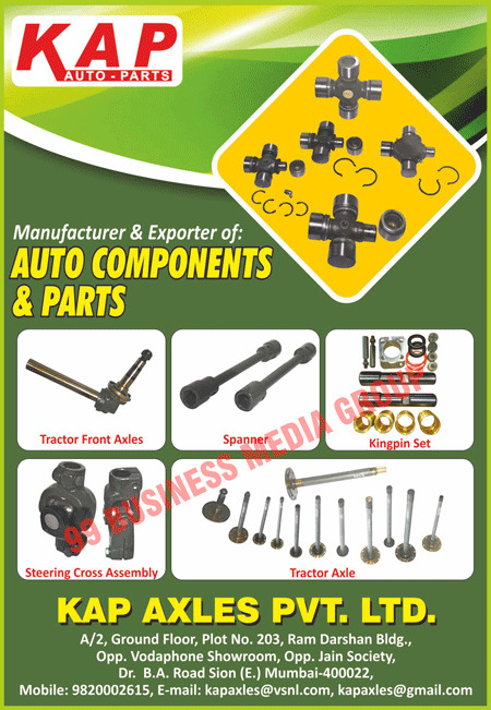 Forged Automotive Components, Automotive Components, Automotive Parts, Automotive Spare Parts, Spring Pins, Steering Cross Assemblies, Tractor Axle, Tractor Front Axles, UJ Crosses, Spanners, Universal Joint Crosses, Kingpin Sets