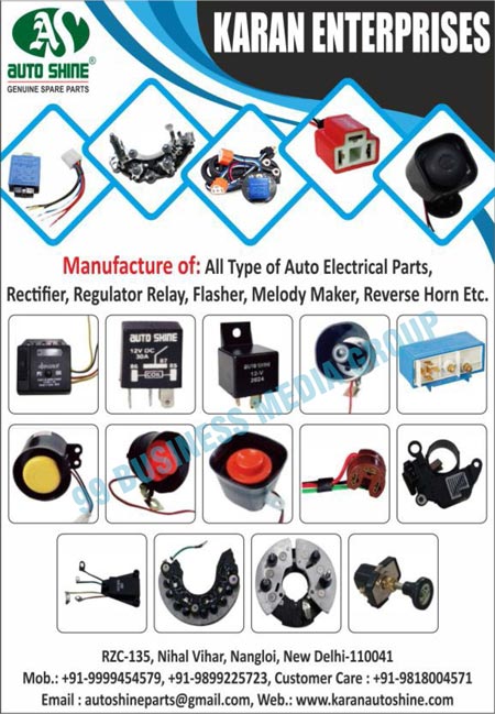 Rectifier Plates, Voltage Regulators, Indicator Flashers, Head Lamp Relays, Heater Timmers, Glow Plug Timmers, Automotive Electrical Parts, Automotive Rectifiers, Automotive Regulators, Automotive Flashers, Automotive Tunners, Automotive Relays, Reverse Horns, Regulator Relays, Automotive Tuners, Auto Electrical Parts