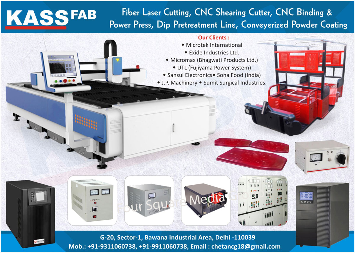 Fiber Laser Cutting, CNC Shearing Cutter, CNC Binding Machine, Power Press, Dip Pretreatment Line, Conveyerized Powder Coating