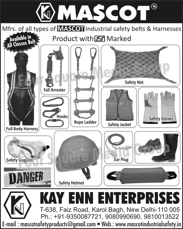 Safety Jacket, Ear Plug, Safety Gloves, Safety Net, Fall Arrester, Hooks, Full Body Harness, Safety Goggles, Safety Helmets, Rope Ladder, Safety Shoes, Industrial Safety Belts, Safety Boots, Safety Products