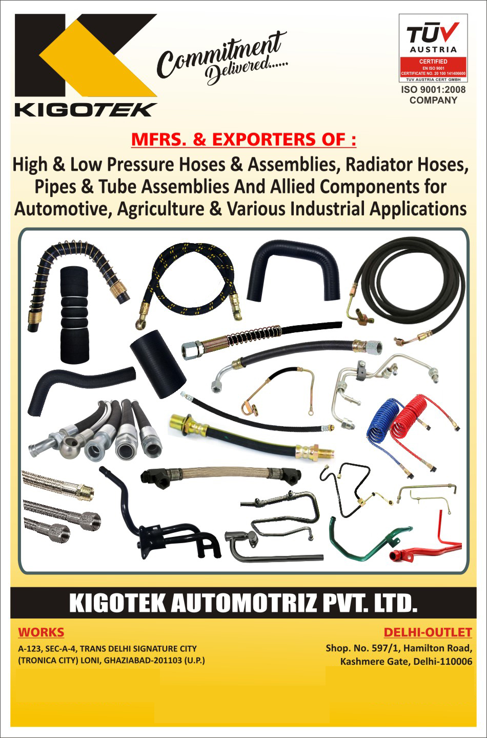 Hoses, Assemblies, Radiator Hoses, Pipes, Tube Assemblies, Allied Components