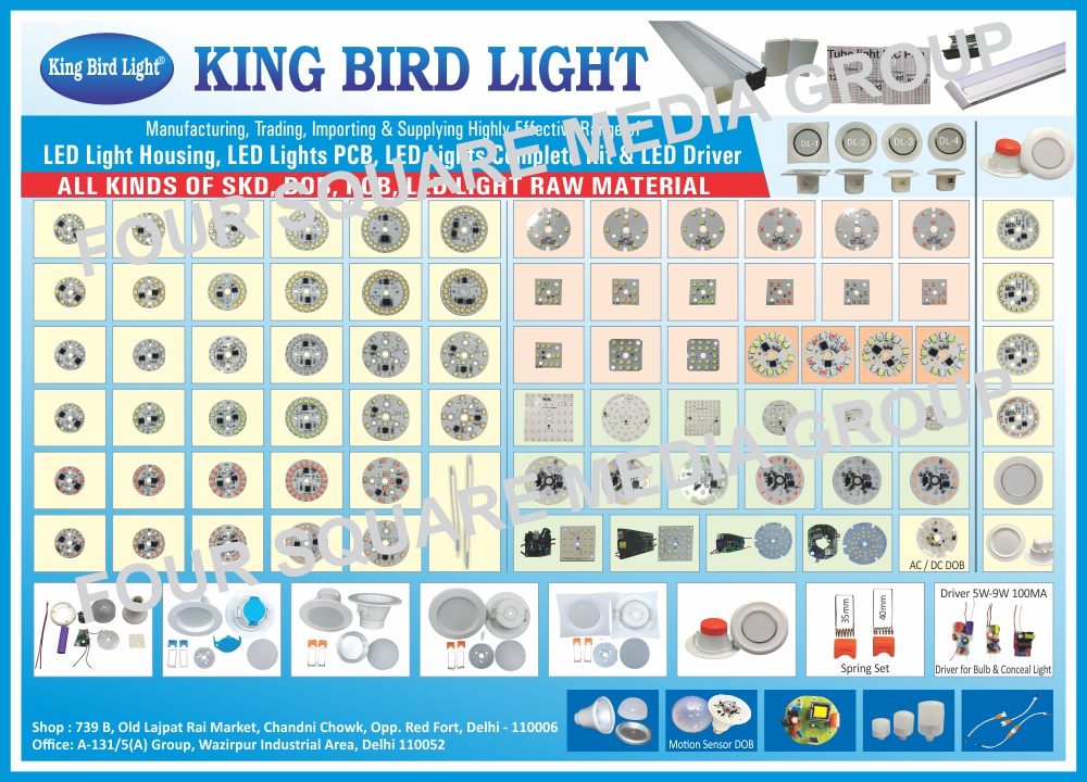 Led Light Housings, Led Light PCB, Led Light Printed Circuit Boards, Led Light Complete Kits, Led Drivers, SKD, DOB, PCB, Printed Circuit Boards, Led Light Raw Materials