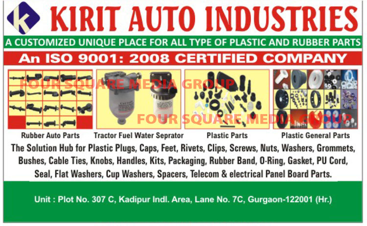 Plastic Plugs, Caps, Feet, Rivets, Clips, Screws, Nuts, Washers, Grommets, Bushes, Cable Ties, Knobs, Handles, Kits, Packaging, Automotive Rubber Parts, Rubber Bands, O Rings, Gaskets, PU Cords, Seals, Flat Washers, Cup Washers, Spacers, Telecom Panel Board Parts, Electrical Panel Board Parts, Tractor Fuel Water Seperators, Automotive Plastic Parts, Plastic General Parts, Packaging Kit