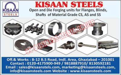 Carbon Alloys, Stainless Steels, Shafts, Blind Flanges, Socket Weld Flanges, Threaded Flanges, Lap Joint Flanges, Slip On Flanges, Rings, Clutch Flanges, Welding Neck Flanges, Eye Ends, Niddles, Niddle Tapes, Crankshafts, Gears, Wheels, Pinion Blanks, Connecting Rods, Main Vertical Shafts, Counter Shafts, Journal Shafts, Trunion Shafts, Lower Journal Housings, Upper Journal Housings, Bearing Radial Housings, Spindles, Anvils, Die Blocks, Hammer Rods, Axles, Hubs, Swivel Bodies, Paper Beater Shafts, Paper Beater Rolls, Couplings, Rams, Flanges, Plungers, Rings Nuts, Half Gland Rings, Eye Bolts, Sprockets, Tail Bars, Hubs, Pipes, Fittings, Flanges, Tube Sheets, Girth Flanges, Automotive Spare Parts, Sealing Rings, Components, Round, Rolls, Flange Material Grade CS Die Forging Units, Blind Material Grade CS Die Forging Units, Shaft Material Grade CS Die Forging Units, Flange Material Grade AS Die Forging Units, Blind Material Grade AS Die Forging Units, Shaft Material Grade AS Die Forging Units, Flange Material Grade SS Die Forging Units, Blind Material Grade SS Die Forging Units, Shaft Material Grade SS Die Forging Units