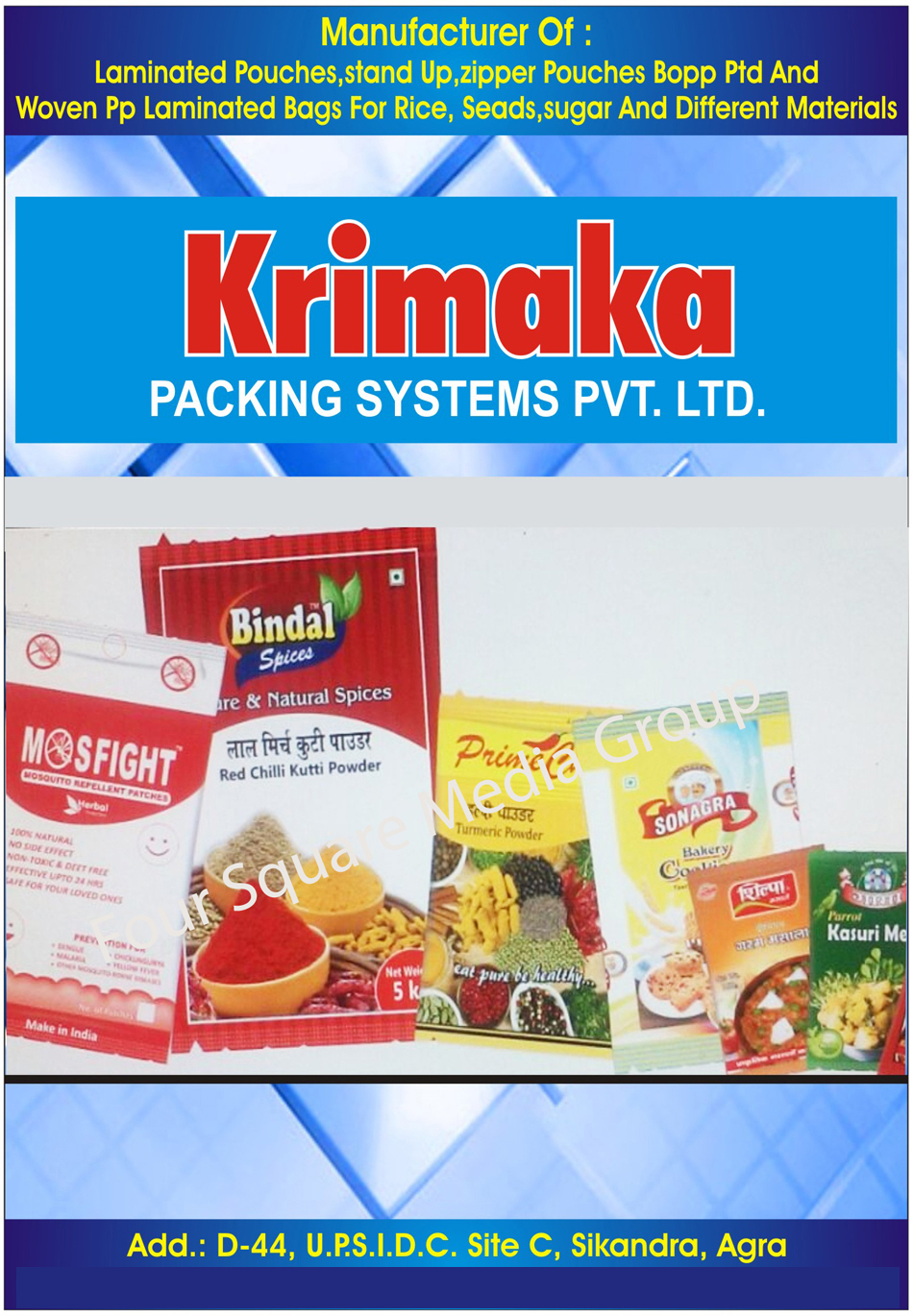 Flexible Packing Material, Packing Materials, Namkeen Packings, Pan Masala Packings, Tobacco Packings, Detergent Packings, Tea Packings, Laminated Pouches, Stand Up Pouches, Zipper Pouches, Bopp Ptd Pouches, Woven PP Laminated Bags, Rice Woven PP Laminated Bags, Seed Woven PP Laminated Bags, Sugar Woven PP Laminated Bags