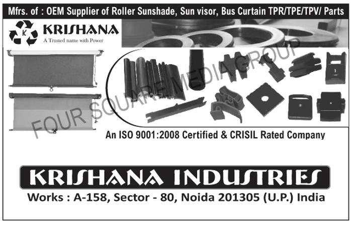 Roller Sunshades, Sun Visors, Bus Curtain TRP Parts, Bus Curtain TPE Parts, Bus Curtain TPV Parts, Bus Curtain Parts