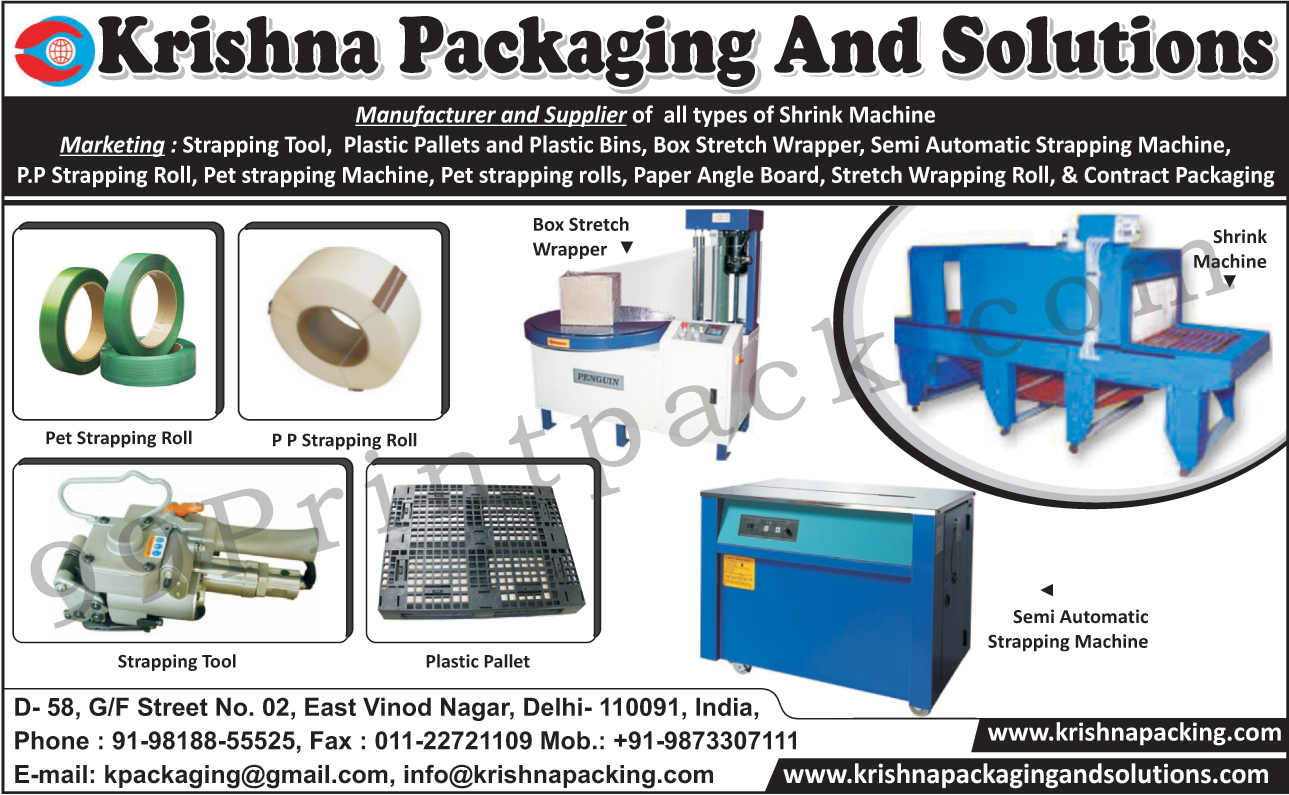 Pet Strapping Rolls, PP Strapping Rolls, Box Stretch Wrappers, Shrink Machines, Plastic Pallets, Strapping Tools, Strapping Machines, Plastic Bins, Paper Angle Boards, Contract Packagings, Pet Strapping Machines, Stretch Wrapping Rolls, Semi Automatic Strapping Machines,Packaging Solution, Stretch Wrapping Machines, Box Wrapper