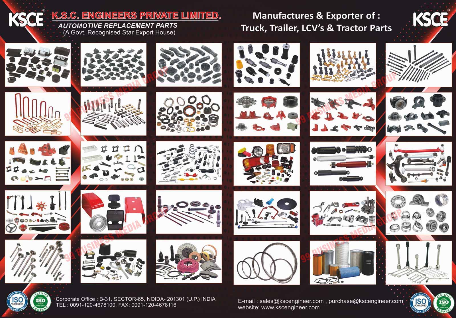 Automotive Replacement Parts, Fasteners, Nuts, Bolts, Washers, Automotive Spare Parts, King Pins, Hanger Shackles, Brake Drums, Wheel Brackets, Rubber Parts, Metal Bonded Rubber Parts, Engine Mountings, Silent Blocks, Suspension Bushes, Stabilizer Bushes, Mud Flaps, Hoses, Automotive Fasteners, Stud Bolts, Wheel Bolts, Hub Bolts, Nipples, Benzo Bolts, Oil Nuts, Coil Springs, Brake Springs, Clutch Springs, Tension Springs, Automotive Springs, Truck Parts, Trailer Parts, LCV's Parts, Automotive Tractor Parts