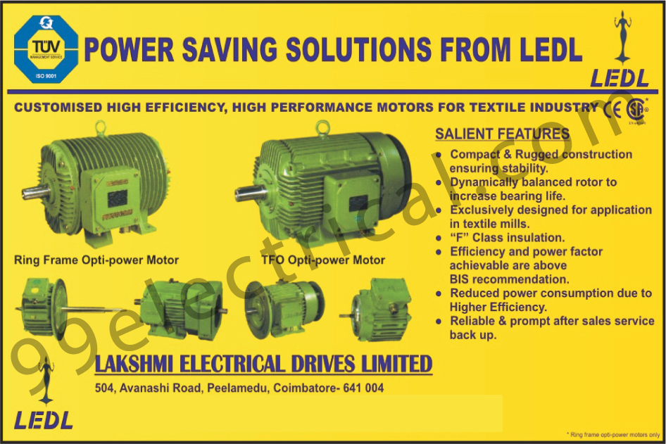 Power Saving Solutions, Motors, Electric Motors, Energy Efficient Motors, High Performance Motors, Textile Industry Motors, Power Motors, Ring Frame Opti Power Motor, TFO Opti Power Motor