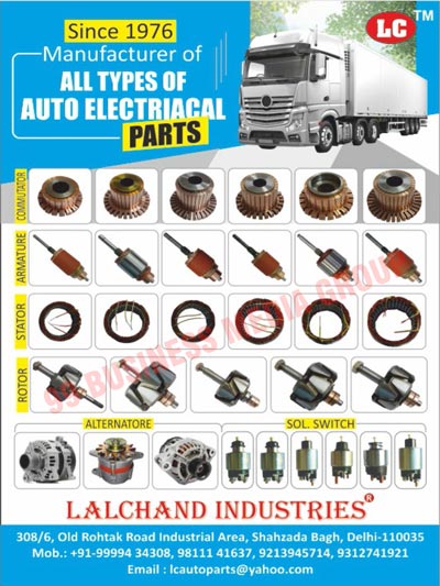 Auto Electrical Parts, Alternator Rotors, Electrical Stators, Armatures, Rotors, Commutators, Alternatores, Solenoid Switches