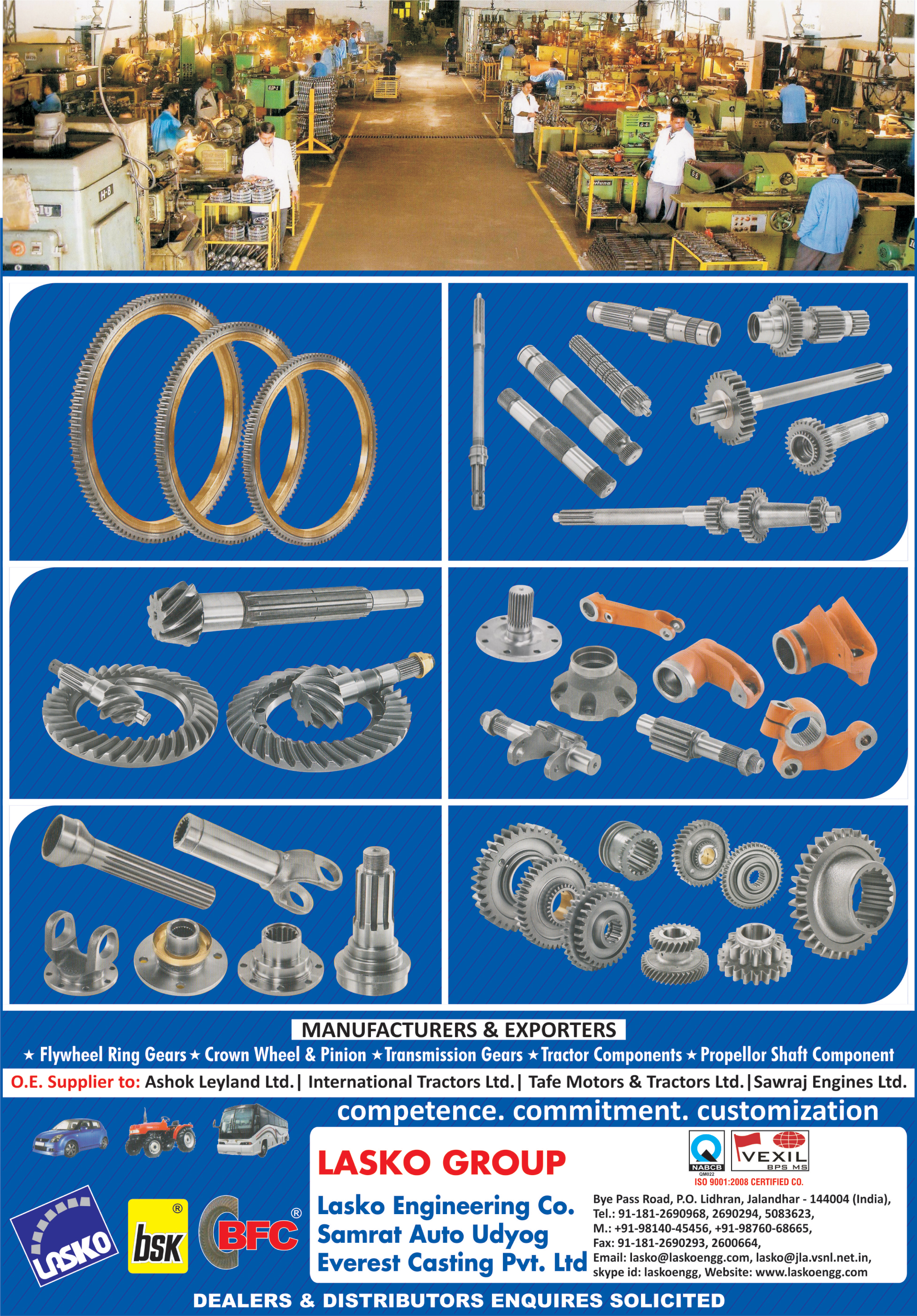 Fly Wheel Ring Gears, Crown Wheels, Pinions, Transmission Gears, Tractor Components, Propeller Shaft Components