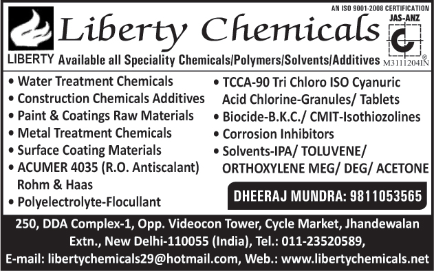 Chemicals, Additives, Solvents, Polymers, Water Treatment Chemicals, Construction Chemical Additives, Paints, Coating Raw Materials, Metal Treatment Chemicals, Surface Coating Materials, Polyelectrolyte Flocculant, Corrosion Inhibitors, Acetones,Paint Raw Material, Tablets, Acumer 4035 Ro Antiscalant Rohm, Acumer 4035 Ro Antiscalant Haas, Tcca 90 Tri Chloro Iso Cyanuric Acid Chlorine Granules, Tcca 90 Tri Chloro Iso Cyanuric Acid Chlorine Tablets, Bkc Biocide, Cmit Isothiozolines, Ipa Solvents, Toluvene Solvents, Deg Orthoxylene, Acetone Orthoxylene