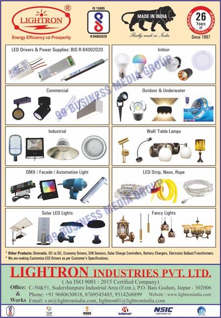 Led Drivers, Led Power Supplies, Indoor Led Lights, Commercial Led Lights, Outdoor Led Lights, Underwater Led Lights, Industrial Lights, Wall Table Lamps, DMX Lights, Facade Lights, Automation Lights, Led Strips, Led Neons, Led Ropes, Solar Led Lights, Fancy Lights, Dimmable Drivers, DC to DC Drivers, Economy Drivers, D/N Sensors, Solar Charge Controllers, Battery Chargers, Electronic Ballasts, Electronic Transformers