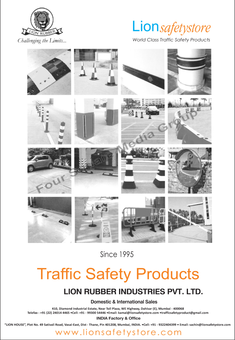 Road Safety Products, Traffic Safety Products, Speed Breakers, Rubber Column Guards, Rubber Wall Guards, Rubber Pillar Guards, Rubber Wheel Stoppers, PU Spring Posts, Convex Mirrors, Traffic Cones, Crash Barriers