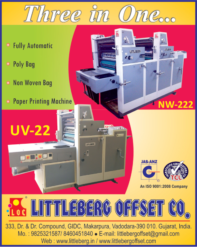 Paper Printing Machines, Poly Bag Printing Machines, Non Woven Bag Printing Machines,Bag Printing Machines, Web Offset Folders, Carton Pasting Machines, Carton Folding Machines, Paper Printing Machines