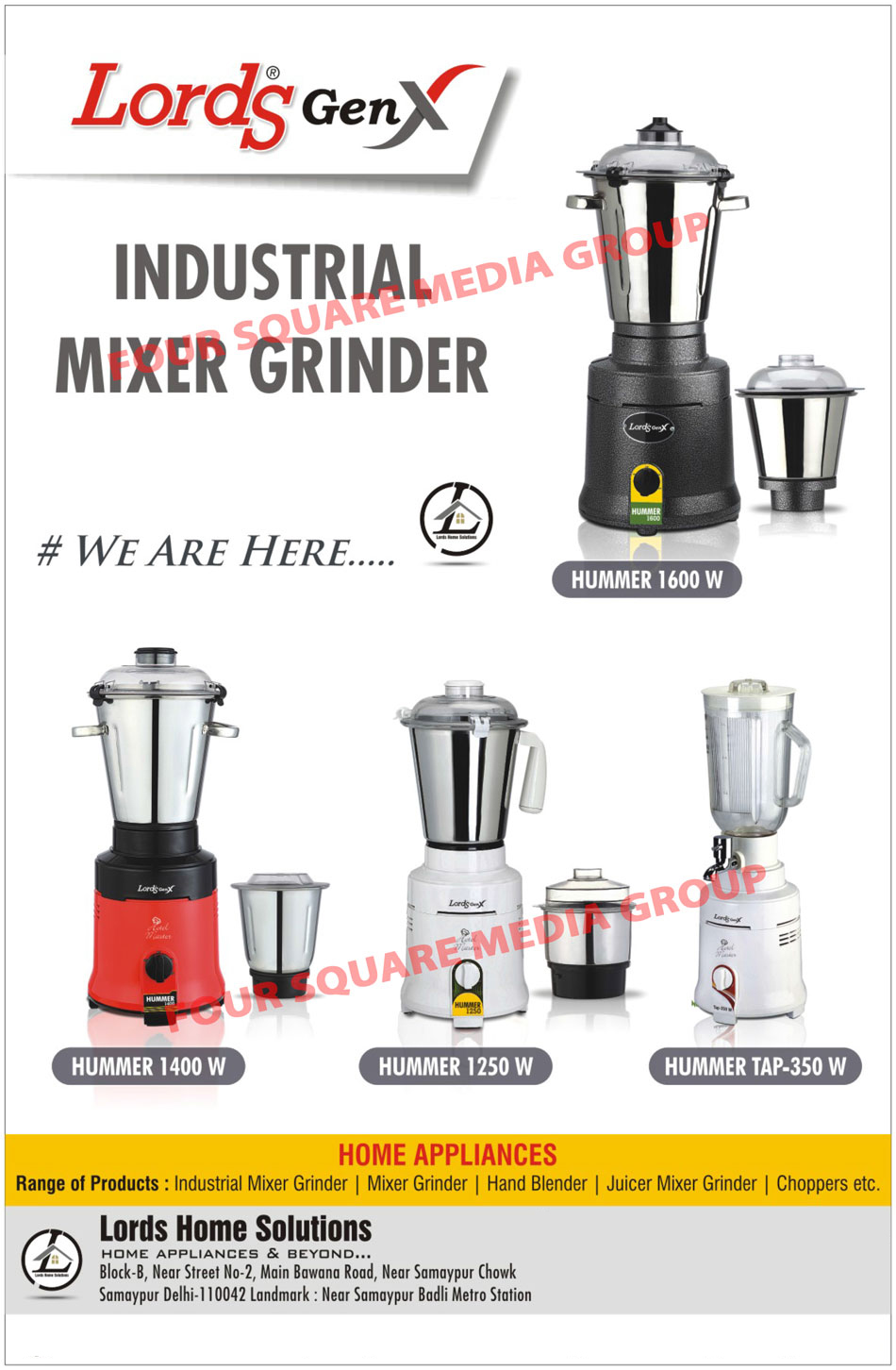 Home Appliances, Industrial Mixer Grinders, Mixer Grinders, Hand Blender, Juicer Mixer Grinders, Choppers