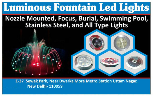 Nozzle Mounted Led Lights, Focus Led Lights, Burial Led Lights, Swimming Pool Led Lights, Stainless Steel Led Lights, Led Lights