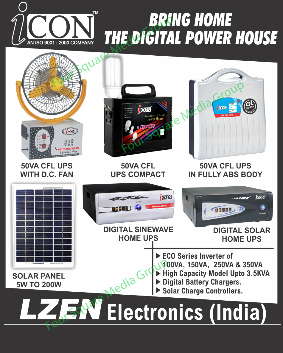 CFL UPS, CFL UPS With DC Fan, CFL UPS Compact, Solar Home UPS, Sinewave Home UPS, Solar Charge Controllers, Inverters, Digital Battery Chargers,Digital Sinewave UPS, Digital Solar UPS, Solar Panels, CFL Lighting UPS, Digital Home UPS, Online UPS, Battery Charger, ElectronCFL Lighting UPSic Items