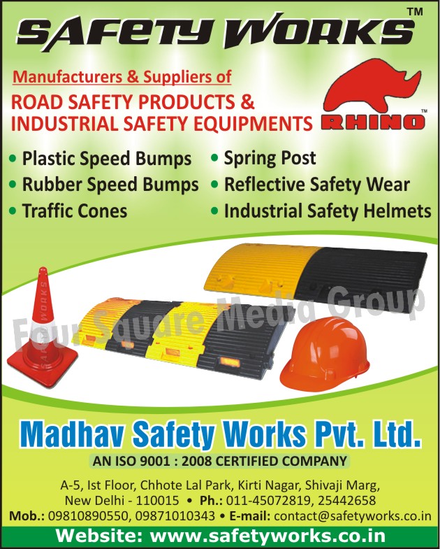 Plastic Speed Bumps, Rubber Speed Bumps, Traffic Cones, Spring Posts, Reflective Safety Wears, Industrial Safety Helmets, Road Safety Products, Industrial Safety Equipments, Safety Products