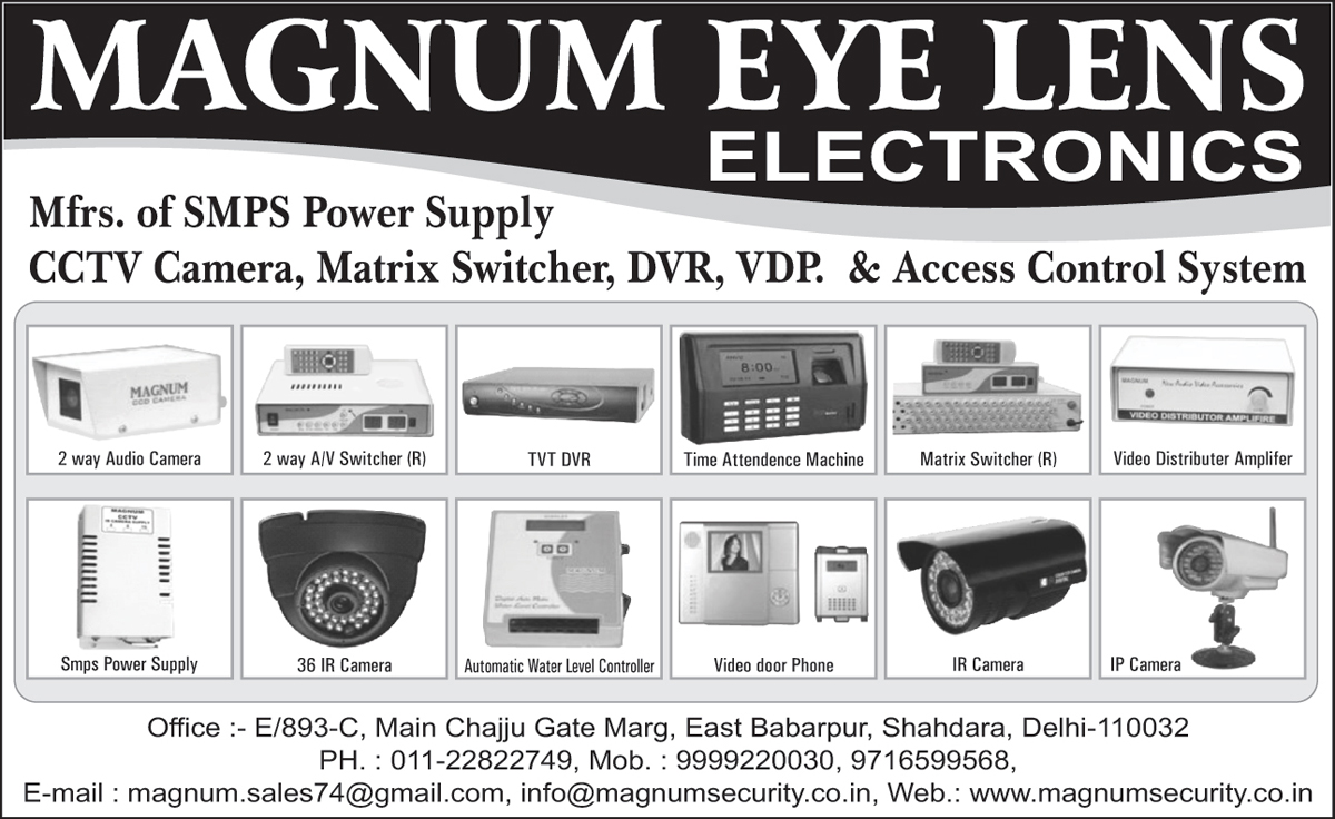 SMPS Power Supply, CCTV Cameras, Matrix Switchers, DVR, Access Control Systems, IR Cameras, TVT DVR, Two Way Audio Cameras, Time Attendance Machines, Video Distributor Amplifiers, IP Cameras, Video Door Phones, Water Level Controllers, Two Way Audio Video Switchers, Digitlal Video Recorder