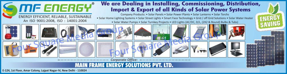 Solar Panels, Solar Power Plants, Solar Lanterns, Solar Torches, Solar Home Light Systems, Solar Street Lights, Solar Lights, Solar Water Heater, Led Lights, Solar Water Pump, Solar Turnkey Projects, Solar Grid Solution, Solar Off Grid Solution, LED Bulbs, LED Tube lights