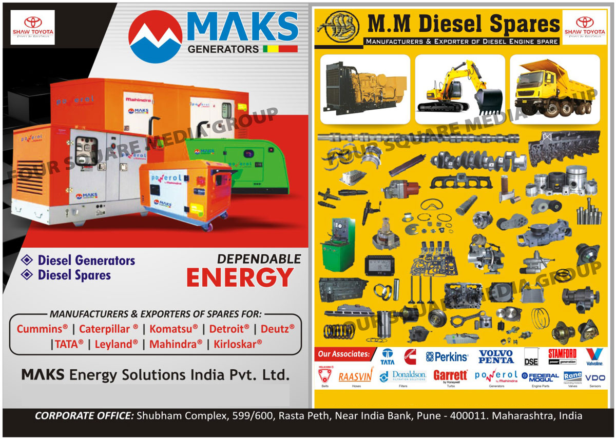 Generator Sets, Gensets, Diesel Generators, Diesel Engine Spare Parts