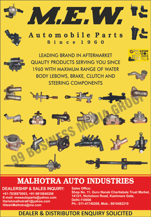 Automobile Parts, Water Body Lebow Components, Brake Components, Clutch Components, Steering Components