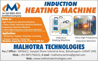 Induction Heating Machines, Induction Hardening Machines, Induction Annealing Machines, Induction Sintering Machines, Induction Melting Machines, Induction Forging Machines, Hand Held Induction Brazing Machines, Small Induction Melting Machines, Shaft Hardening Machines, Special Purpose Induction Hardening Machines, High Frequency Induction Machines, Super Audio Induction Machines, Medium Frequency Induction Machines, Ultra High Frequency Induction Machines, Fiber Laser Marking Machines, Laser Marking Machines, Small UHF Induction Brazing Machines, Pipe Preheating Machines, Portable Fiber Laser Marking Machines, Induction Brazing Machines