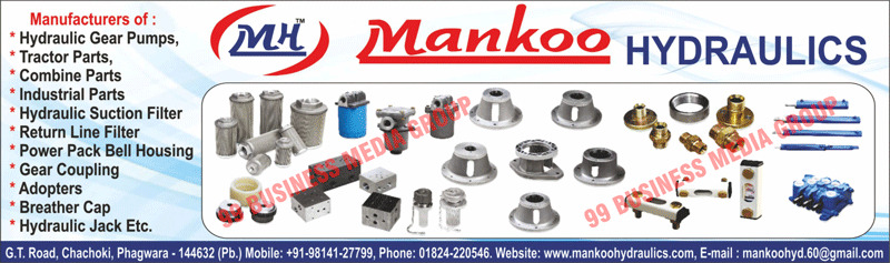 Hydraulic Gear Pumps, Control Valves, Hydraulic Cylinder Orvitols, Hydraulic Jacks, Hydraulic Pipe Fittings, Hydraulic Filters, Tractor Spare Parts, Tractor Parts, Combine Spare Parts, Industrial Spare Parts, Hydraulic Suction Filters, Return Line Filters, Power Pack Bell Housings, Gear Couplings, Adopters, Breather Caps, Bulb Holders, Combine Parts, Industrial Parts