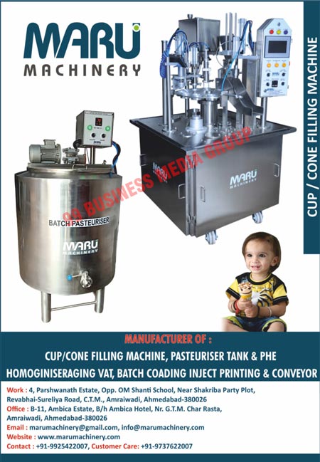 Ice Cream Cup Filling Machines, Cone Filling Machines, Ice Cream Plant, Ice Cream Machines, Pasteuriser Tanks, Aging Vat, Conveyor, PHE Homoginiser, Batch Coading Inject Desk Poding