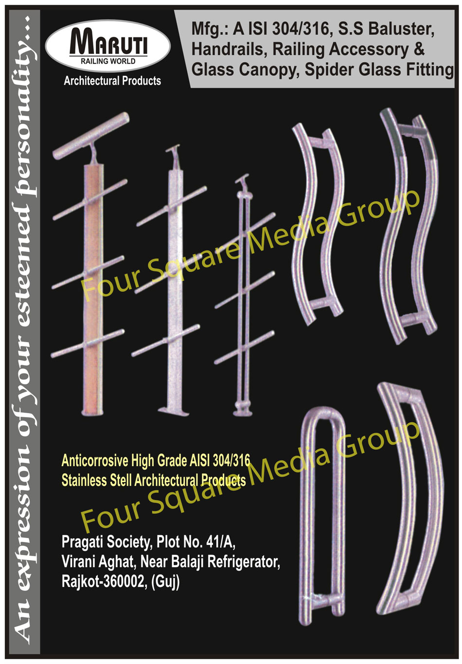 Stainless Steel Balusters, Stainless Steel Handrails, Railing Accessories, Glass Canopy, Spider Glass Fittings