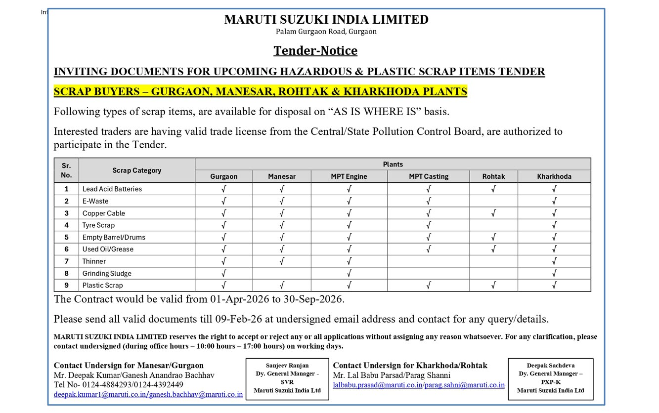 Scrap Items, Ferrous Scraps, Non Ferrous Scraps, Hazardous Scraps, Packing Scraps, Miscellaneous Scraps, Used Capital Assets, Obsolete Capital Assets, Scrap Capital Assets, Packaging Scraps, Assorted Steel Ferrous Scraps, Multilated Component Ferrous Scraps, Aluminium Cable Non Ferrous Scraps, Component Non Ferrous Scraps, Sheet Non Ferrous Scraps, Vessel Non Ferrous Scraps, Battery Hazardous Scraps, Tyre Hazardous Scraps, E-Waste Hazardous Scraps, Corrugated Box Packing Scraps, Polythene Packing Scraps, Wood Packing Scraps, Corrugated Box Packaging Scraps, Polythene Packaging Scraps, Wood Packaging Scraps, Plastic Waste Miscellaneous Scraps, Stainless Steel Miscellaneous Scraps, Hot Die Steel Miscellaneous Scraps, Machinery Used Capital Assets, Equipment Used Capital Assets, Computer Used Capital Assets, Machinery Obsolete Capital Assets, Equipment Obsolete Capital Assets, Computer Obsolete Capital Assets, Machinery Scrap Capital Assets, Equipment Scrap Capital Assets, Computer Scrap Capital Assets